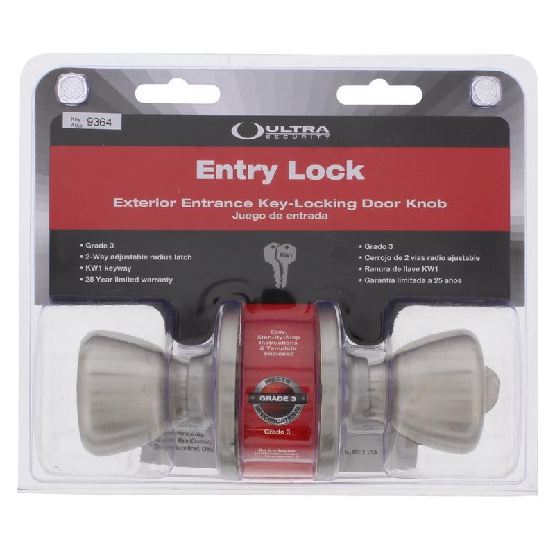 Ultra Hardware Stainless Steel Rekeyable Grade 3 KW1 Keyway Entry Knob ...