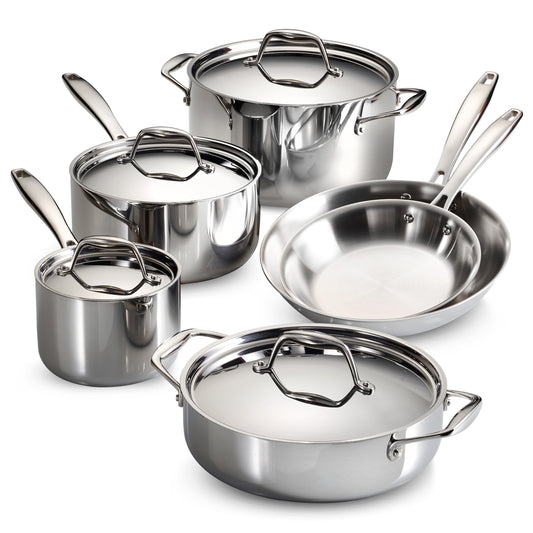 Tri-Ply Clad 10 Pc Stainless Steel Cookware Set