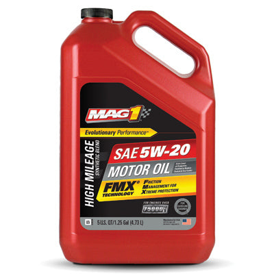 Aceite de motor de alto kilometraje, mezcla sintética, 5W-20, 5 cuartos de galón (paquete de 3)