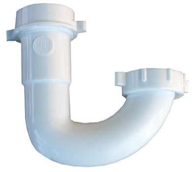 Lavatory/Kitchen Drain Sink Trap J Bend, White PVC, 1.25 - 1.5-In. Tube Outlet