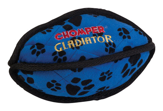 Chomper Gladiator Black/Blue Nylon/Plush Tuff Football Dog Toy Large