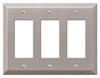 Amerelle Century Brushed Nickel White 3 gang Stamped Steel Rocker Wall Plate 1 pk