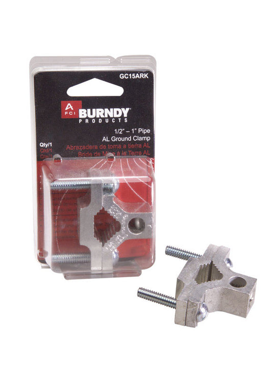 Burndy  1 in. Aluminum Alloy  Dual Rated Ground Clamp  1 pk
