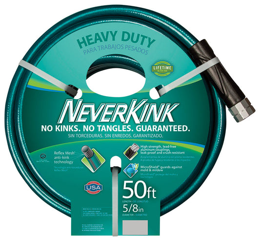 Neverkink 5/8 in. D X 50 ft. L Heavy Duty Garden Hose Green
