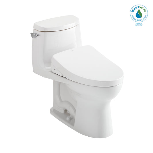 TOTO® WASHLET+® UltraMax® II 1G® One-Piece Elongated 1.0 GPF Toilet and WASHLET+® S500e Contemporary Bidet Seat, Cotton White - MW6043046CUFG#01