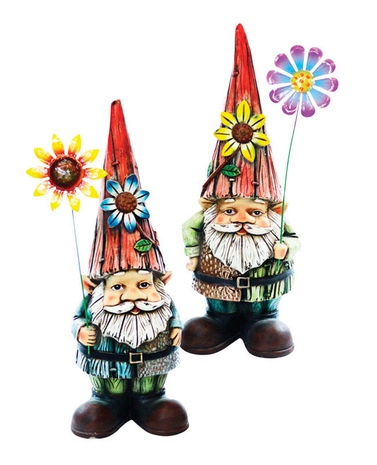 Alpine Garden Gnome with Flower Polyresin Assorted 17 in. Statuary (Pack of 4)