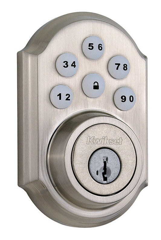 Kwikset SmartKey Satin Nickel Metal Electronic Deadbolt