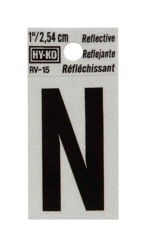 Hy-Ko 1 in. Reflective Black Vinyl Letter N Self-Adhesive 1 pc. (Pack of 10)