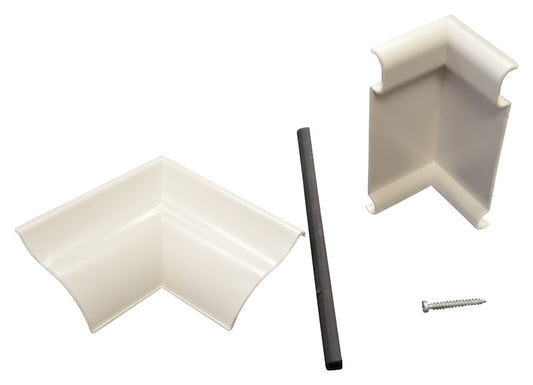 Plastx White ABS Plastic Adjustable Baseboard Inside Corner Cover 3 H x 6 D x 9 W in.