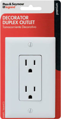 White 2-Pole 3-Wire Grounding  Decorator Duplex Receptacle