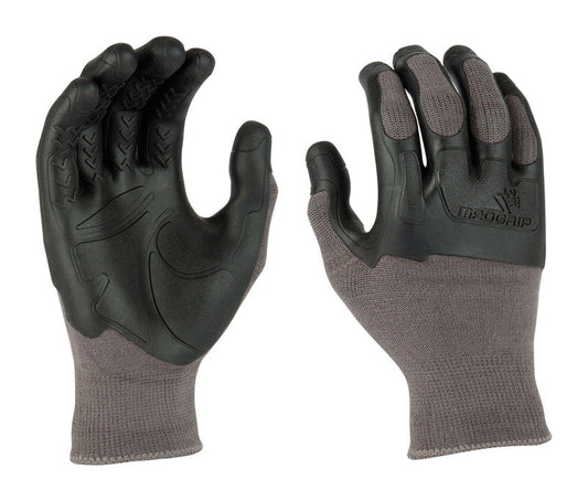 MadGrip Pro Palm Plus Unisex Coated Work Gloves Black/Gray L 1 pair