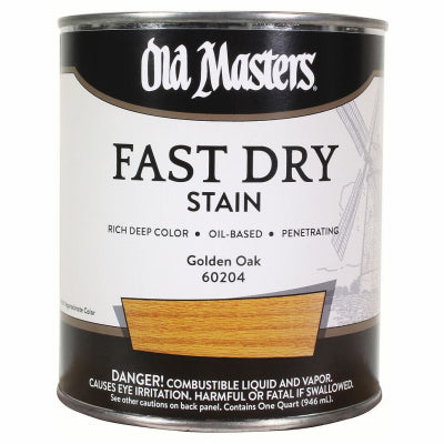 Old Masters Professional Semi-Transparent Golden Oak Oil-Based Alkyd Fast Dry Wood Stain 1 qt (Pack of 4).