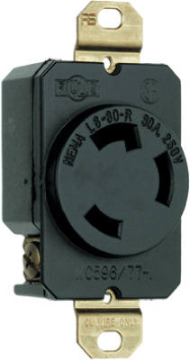 Locking Outlet, Black, NEMA L6-30r, 250-Volt