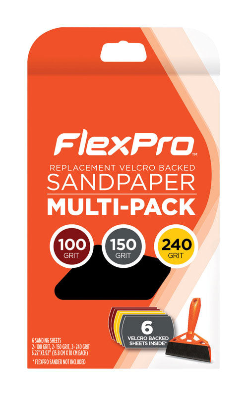 FlexPro  6 in. L Assorted Grit Abrasive Mineral  Sandpaper  6 pk