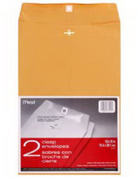 Kraft Clasp Envelopes, 10 x 15-In., 2-Pk.