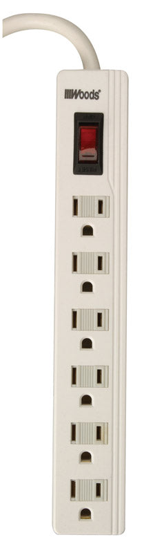 Coleman Cable 41401-88-01 6-Outlet White Power Strip With 3' Cord                                                                                     