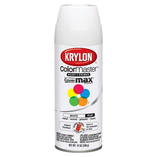 Krylon ColorMaster Flat White Spray Paint 12 oz. (Pack of 6)