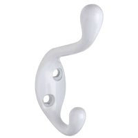 National Hardware White Zinc 1.587 in. L Coat/Hat Hook 75 lb (Pack of 10)