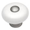 Hickory Hardware P222-SN 1-1/4" Round Satin Nickel/White Tranquility Cabinet Knob