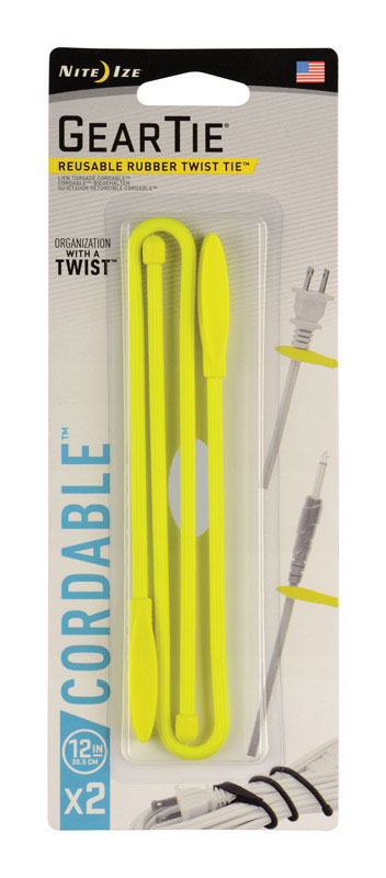 Nite Ize Gear Tie Cordable 12 In. L Yellow Twist Ties 2 Pk