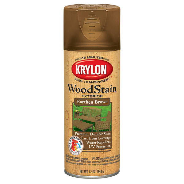 Tinte para madera a base de aceite Krylon Semi-Transparent Smooth Earthen Brown, 12 oz (caja de 6)