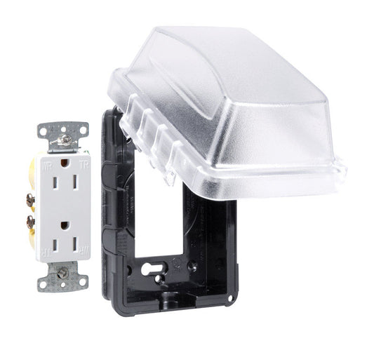 TayMac  6 in. Rectangle  Thermoplastic  GFCI Outlet Kit
