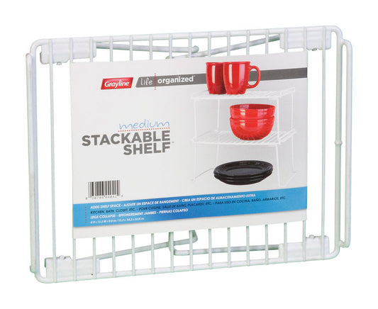 Grayline Life Organized 6 in. H X 9 in. W X 13-1/2 in. L PE Coated White Stackable Shelf