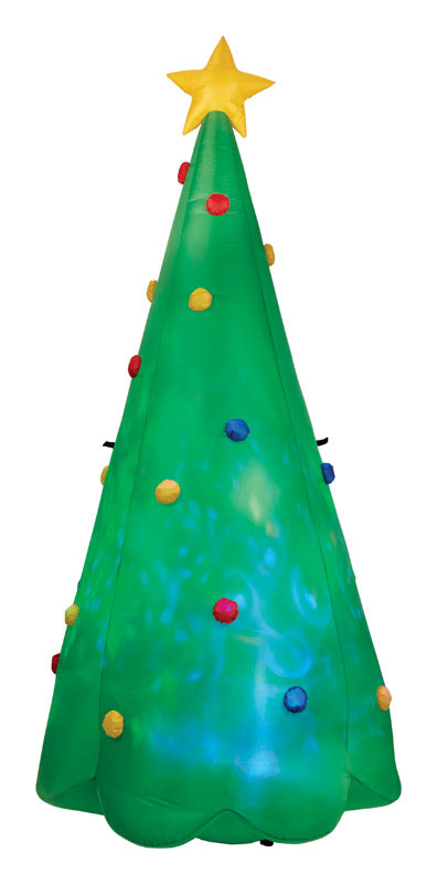 Gemmy Airblown Polyester Green Plug-In LED Inflatable Christmas Tree Decoration 96.06 Hx44.09 L in.