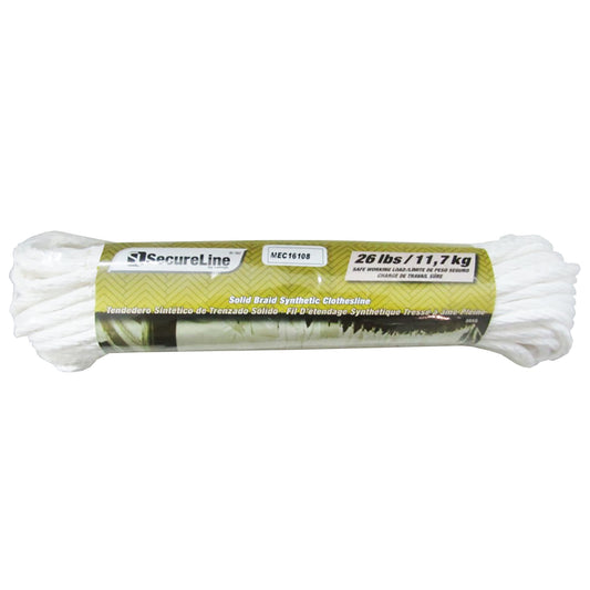 SecureLine 7/32 in. D X 50 ft. L White Solid Braided Poly Clothesline Rope