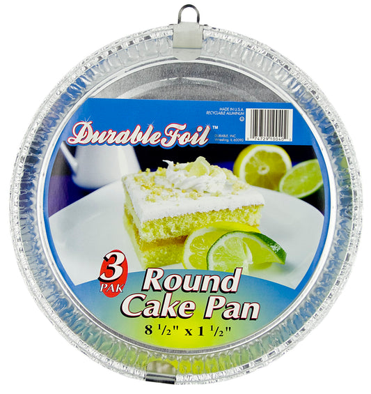Durable Foil D10040 8" Round Aluminum Cake Pan 3 Count (Pack of 12)