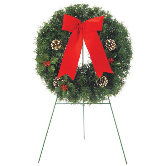 Greenfields Green Memorial Wreath with Stand 20 in. Dia. (Pack of 4)