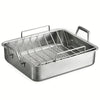 16.5 in Prima Stainless Steel Deep Roasting Pan Includes Basting Grill & V-Rack