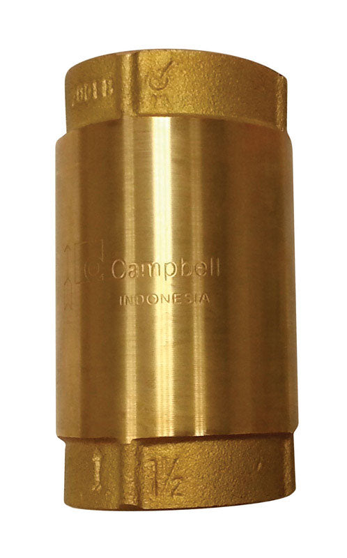 Campbell 1-1/2 in.   D X 1-1/2 in.   D Yellow Brass Spring Loaded Check Valve