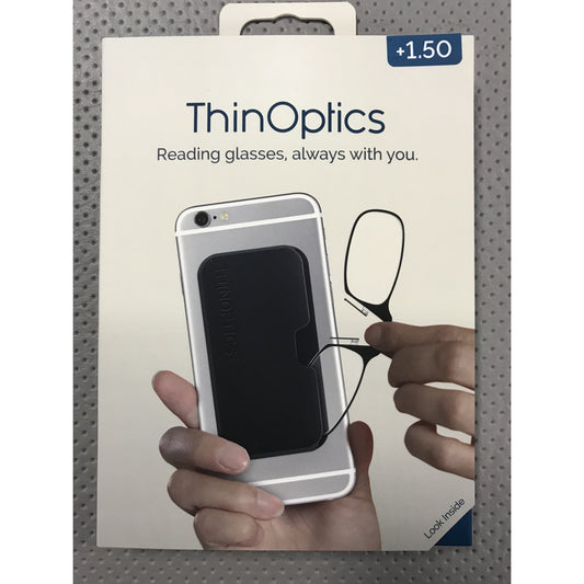 ThinOptics Always With You Black Reading Glasses w/Pod Case +1.50