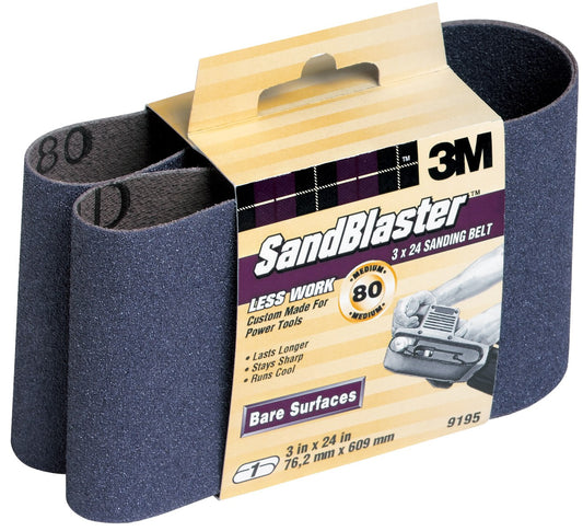 3M 9195NA 3" X 24" 80 Grit SandBlaster™ Purple Sanding Belts