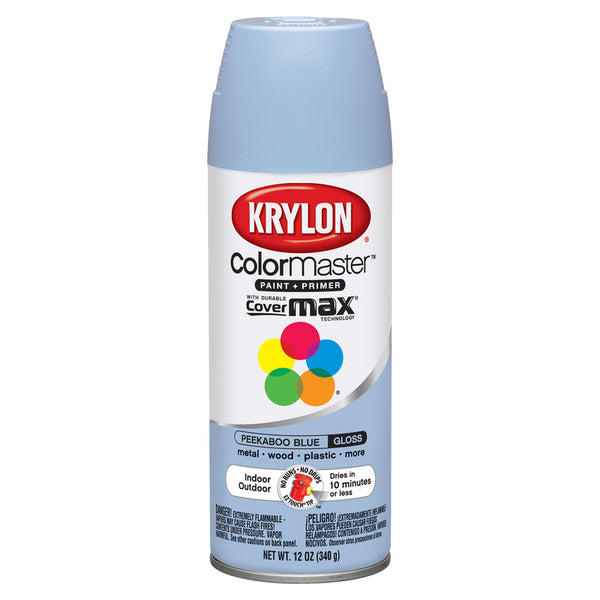 Pintura en aerosol Krylon ColorMaster Gloss Peekaboo Blue, 12 oz (paquete de 6)