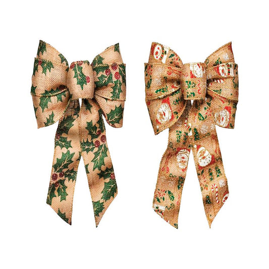 Holiday Trims Christmas Bow Bow Assorted Burlap 8.5 inch 1 pk (Pack of 12)