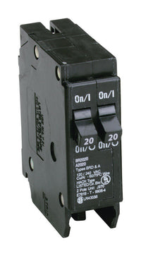 Disyuntor Eaton de 2 polos, tipo BR, con montaje enchufable, 3 L x 3 H x 1 W, 20 A, 120 V CA