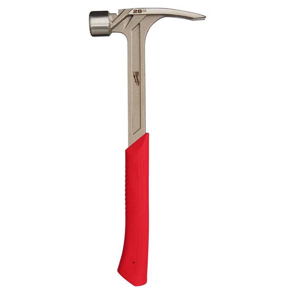 Martillo de carpintero de cara fresada Milwaukee de 28 oz y 16 in con mango de fibra de vidrio