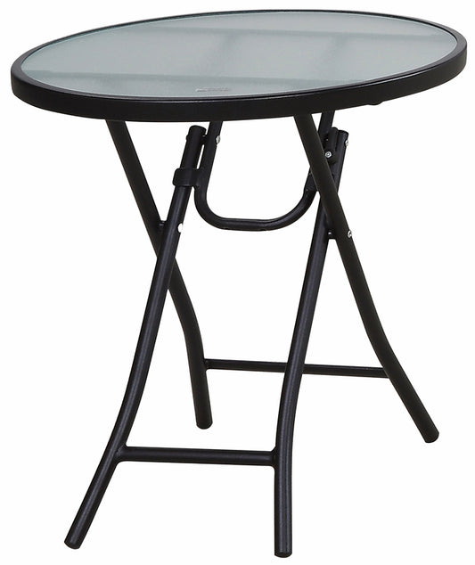 Living Accents Round Black Glass Folding Side Table (Pack of 4)