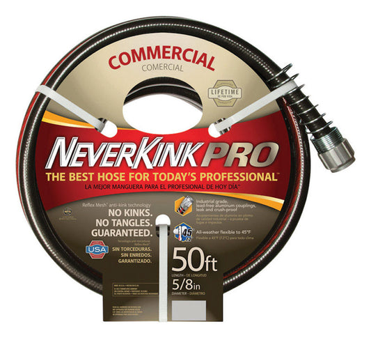 Teknor Apex NeverKink Pro 5/8 in. D X 50 ft. L Heavy Duty Contractor Grade Hose Black