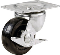 Swivel Plate Caster, Side Brake, Polypropylene Wheel, 3-In.