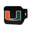 University of Miami Black Metal Hitch Cover - 3D Color Emblem