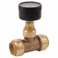 Tee Pressure Gauge Assembly Valve, Brass, 3/4-In.