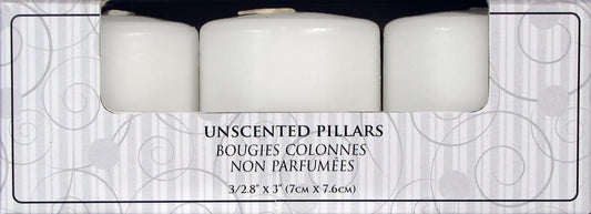Candle lite 3458595 3" White Unscented Pillars 3 Count (Pack of 2)