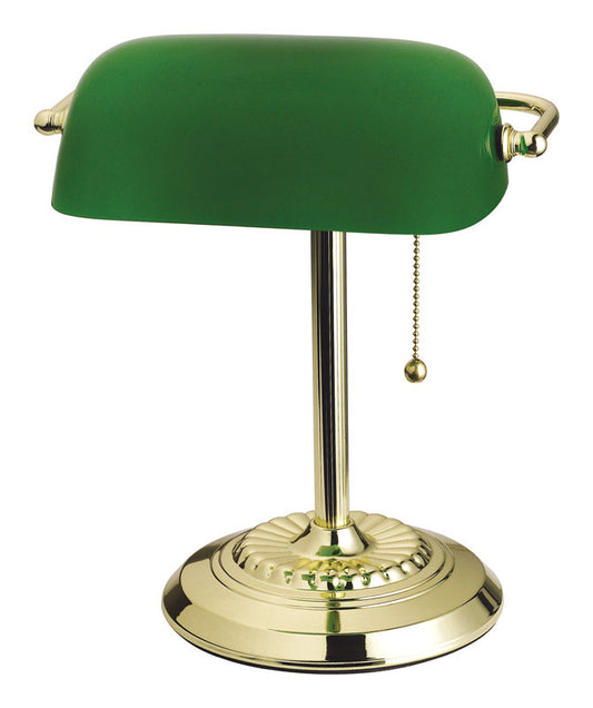 Living Accents  13.5 in. Bright  Green  Bankers Lamp