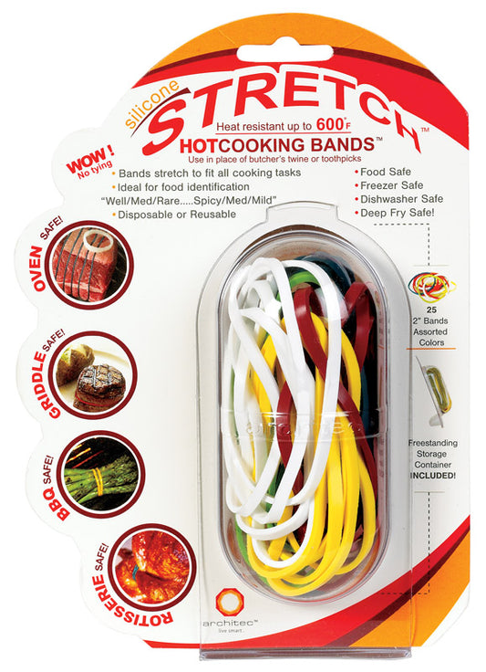 Architec SCBMP 2" Assorted Colors Stretch Cooking Bands 20 Count