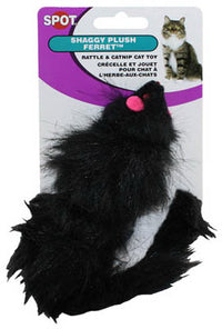 Shaggy Plush Ferret Cat Toy with Catnip & Rattle