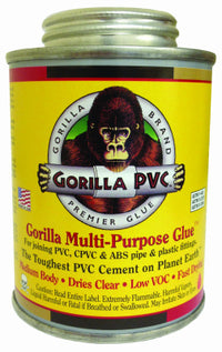 Gorilla PVC Multi Clear Multi-Purpose Solvent Cement For ABS/CPVC/PVC 8 oz