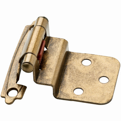 Inset Cabinet Hinges, Self-Close, Antique Brass, 3/8-In., 2-Pk.